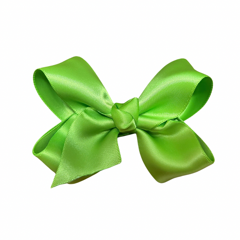 Lena Bow Clip | Bright Green Satin