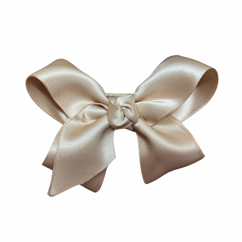 Lena Bow Clip | Beige Satin