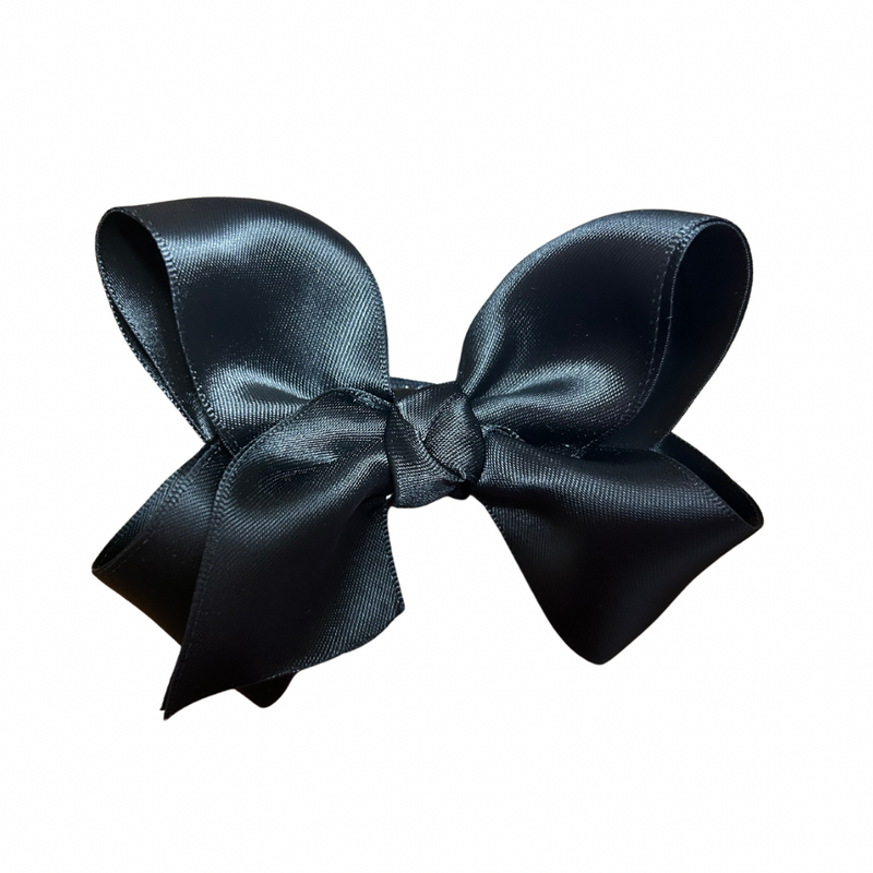Lena Bow Clip | Black Satin