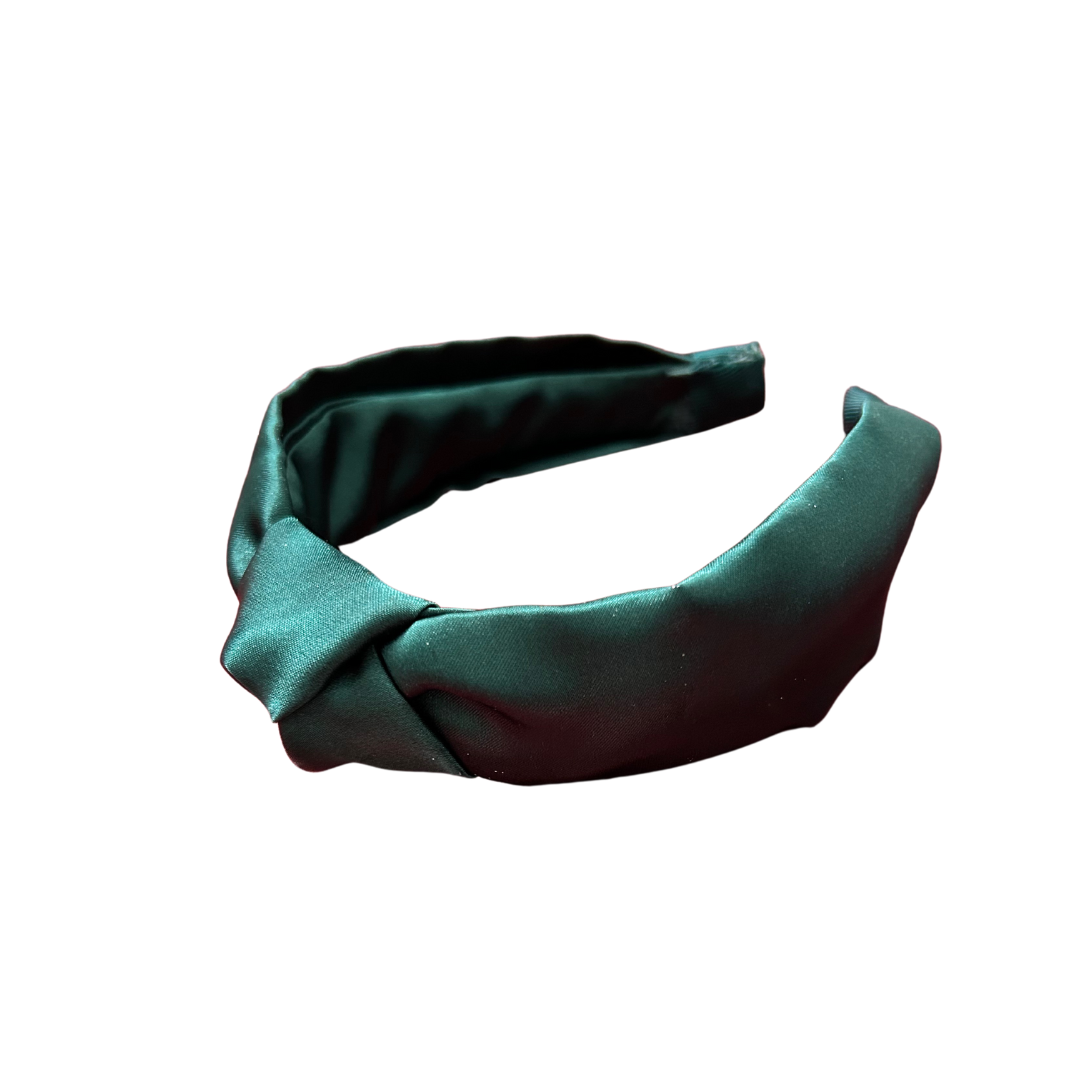 Knotted Headband | Hunter Green Satin