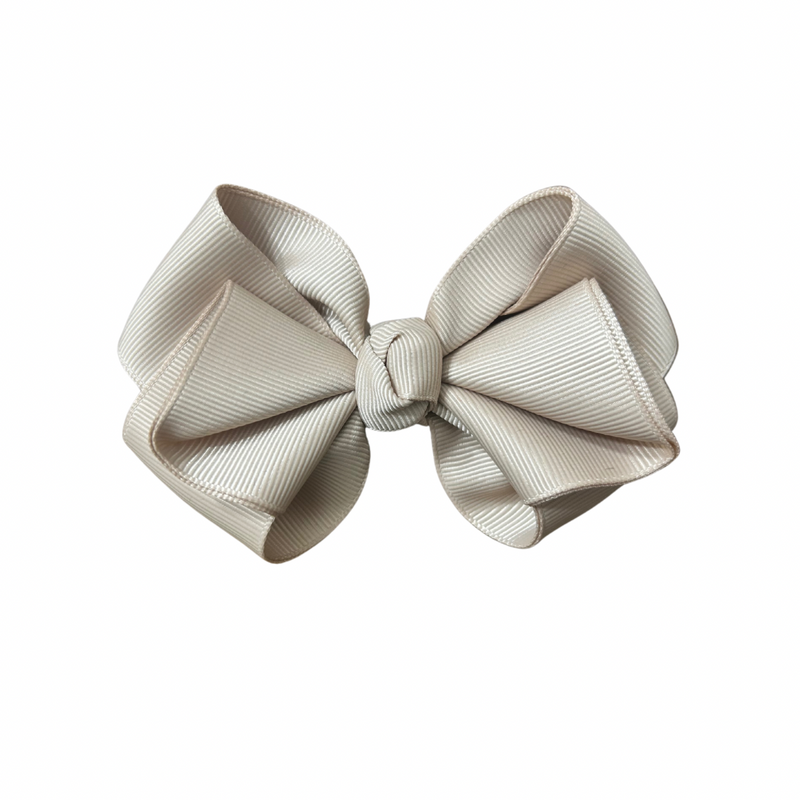 Lilly Bow Clip | Beige Grosgrain