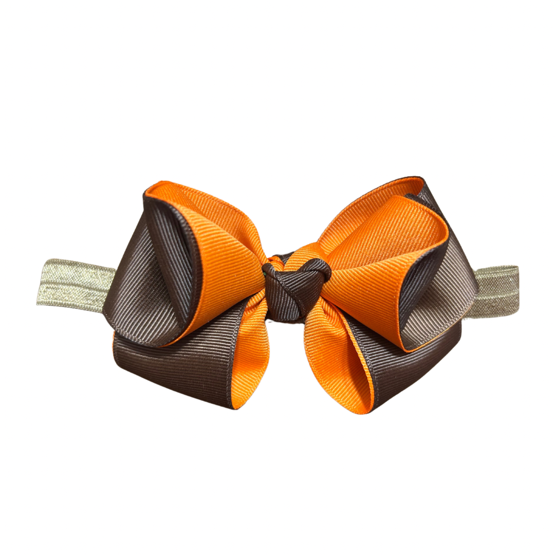 Lilly Bow | Brown Orange Grosgrain