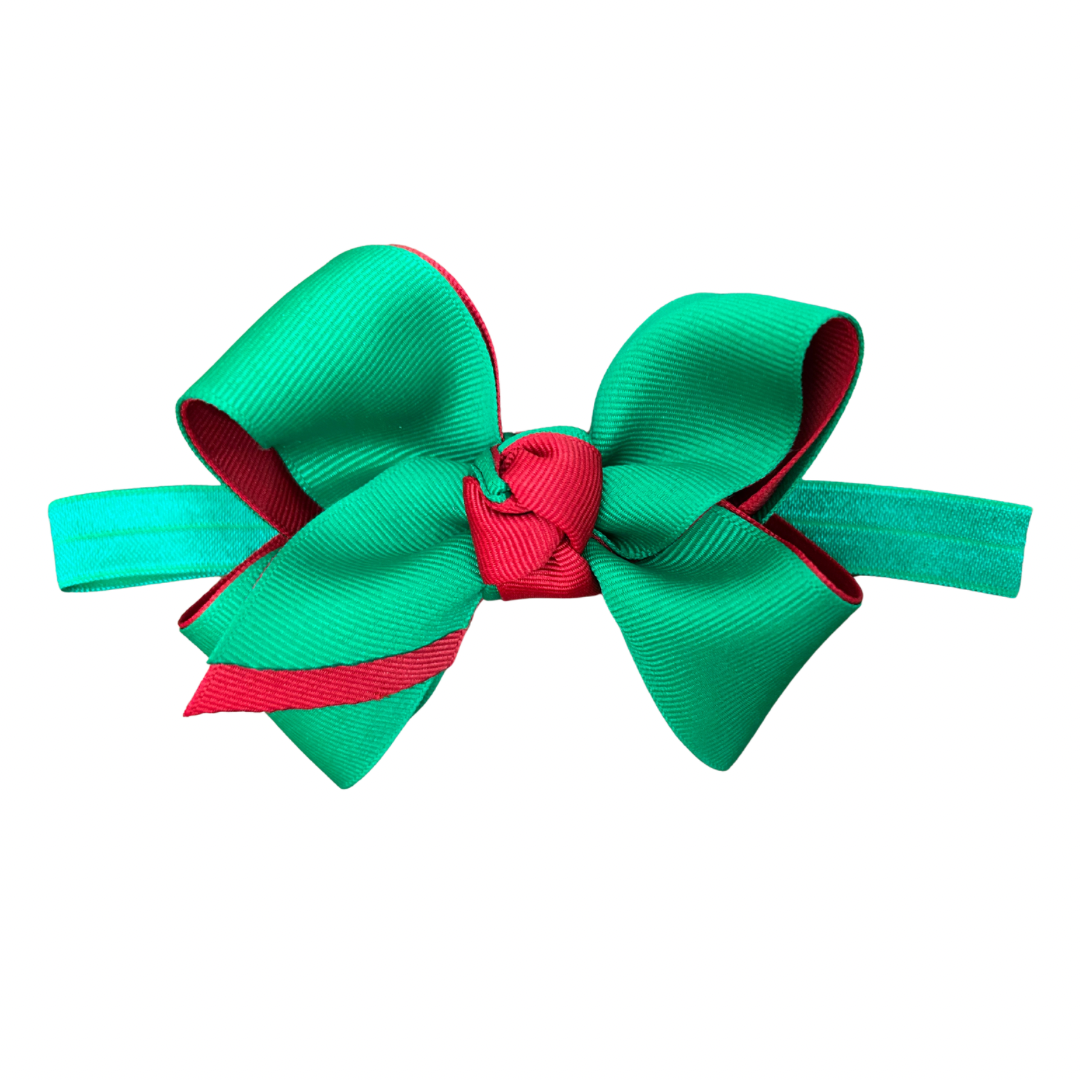 Lena Bow | Green Red Grosgrain