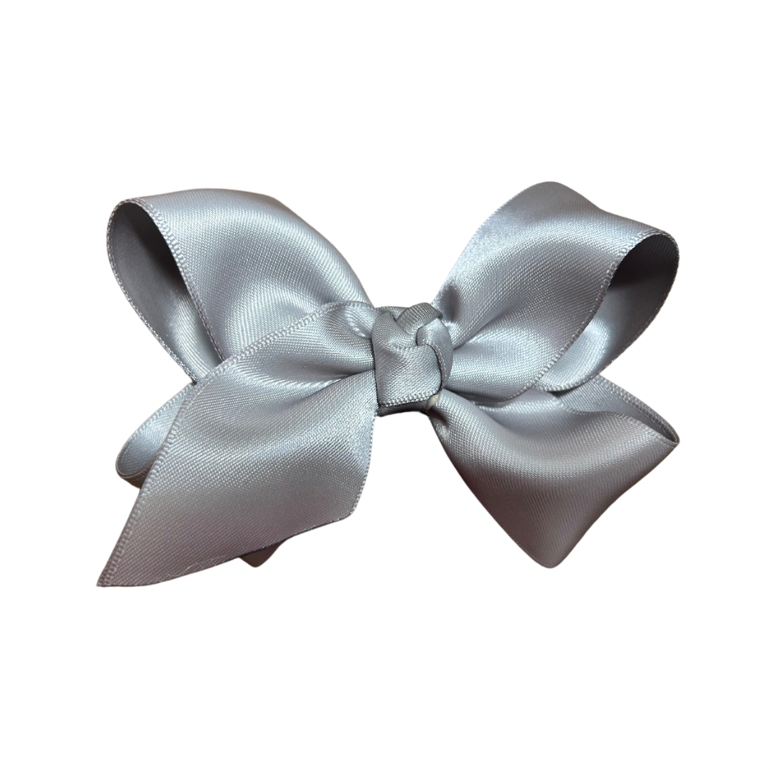 Lena Bow Clip | Silver Satin