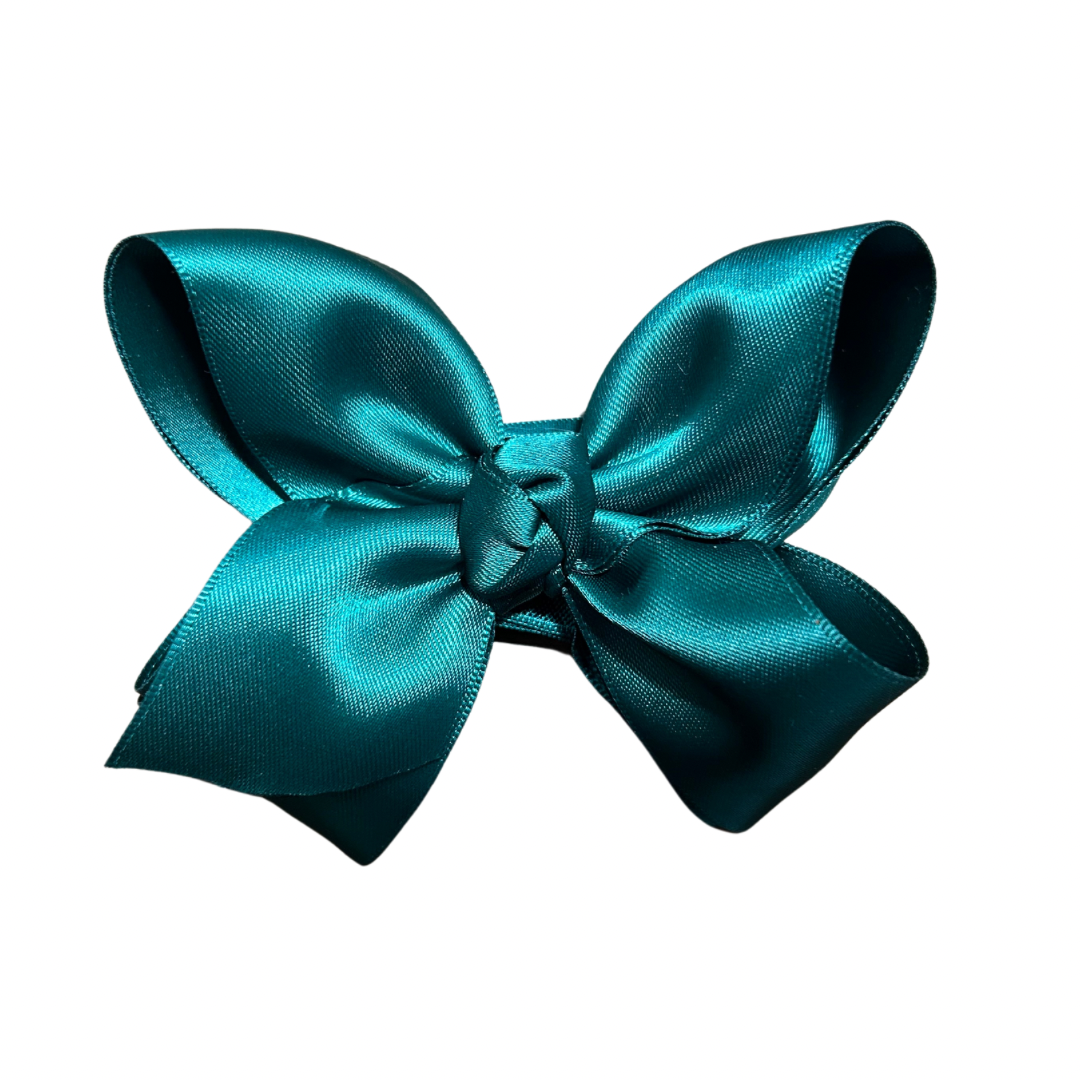 Lena Bow Clip | Hunter Green Satin